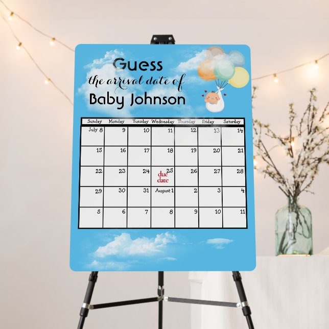 Baby with Balloons In Clouds Foam Board (In Situ (Stand))