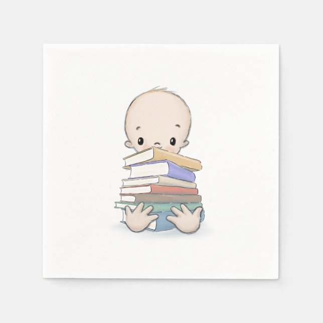 Baby With Books Teacher Shower  Napkins (Front)