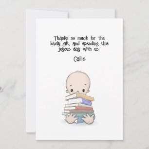 Baby With Books Thank You, Personalizable You Card