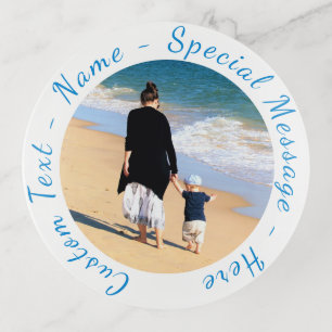 Baby with Mom Photo Trinket Tray Personalized Text
