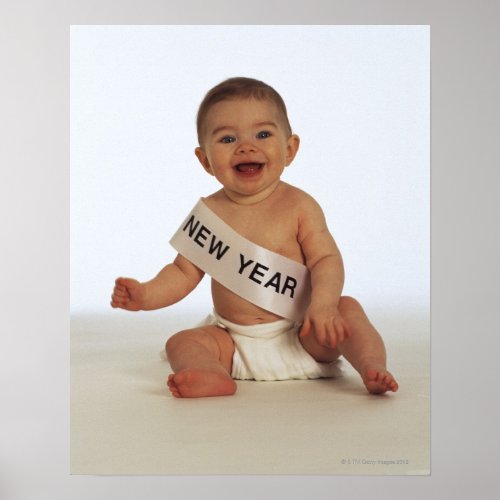Baby with New Year sash Poster