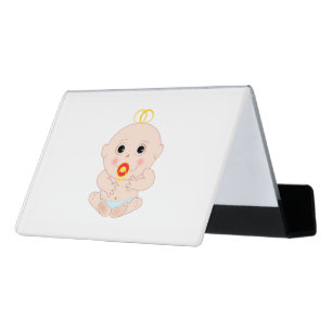 Baby with pacifier cartoon desk business card holder