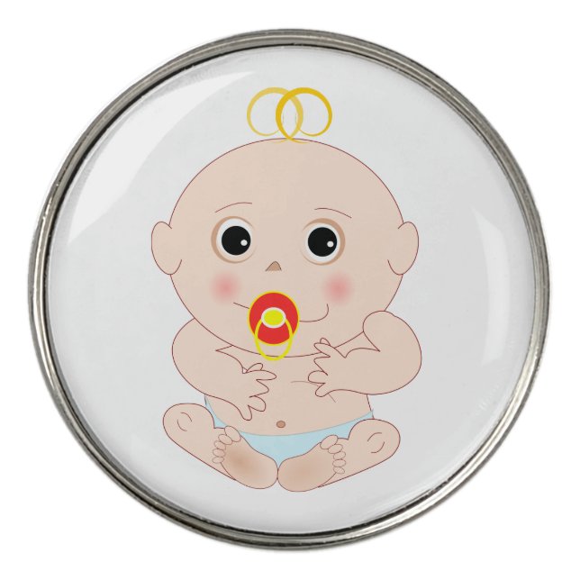 Baby with pacifier cartoon golf ball marker (Front)
