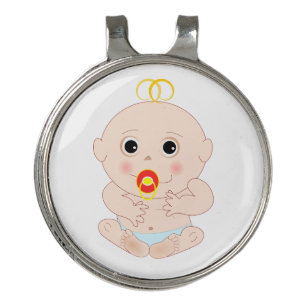 Baby with pacifier cartoon golf hat clip