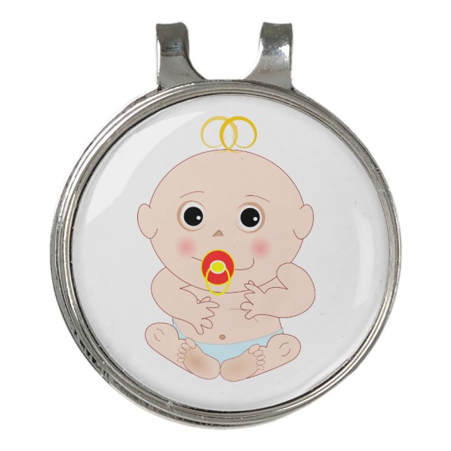 Baby with pacifier cartoon golf hat clip (Front)