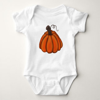 Baby, with whimsical pumpkin, bright orange baby bodysuit