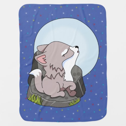 Baby Wolf Howling At The Moon Baby Blanket
