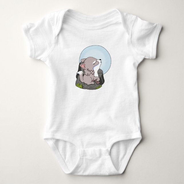 Baby Wolf Howling At The Moon Bodysuit (Front)