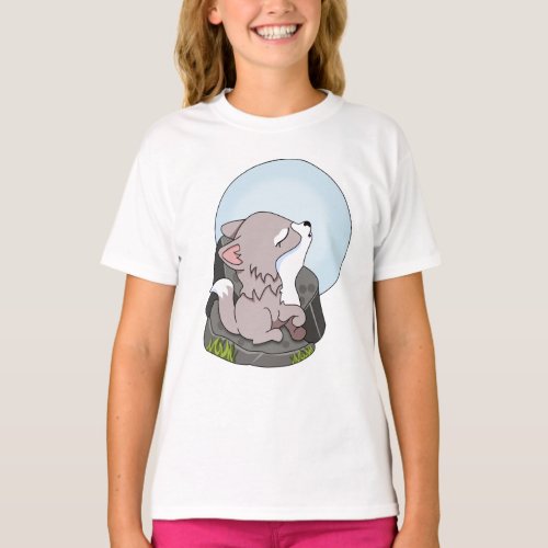 Baby Wolf Howling At The Moon T_Shirt
