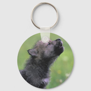 Baby Wolf Howls Keychain