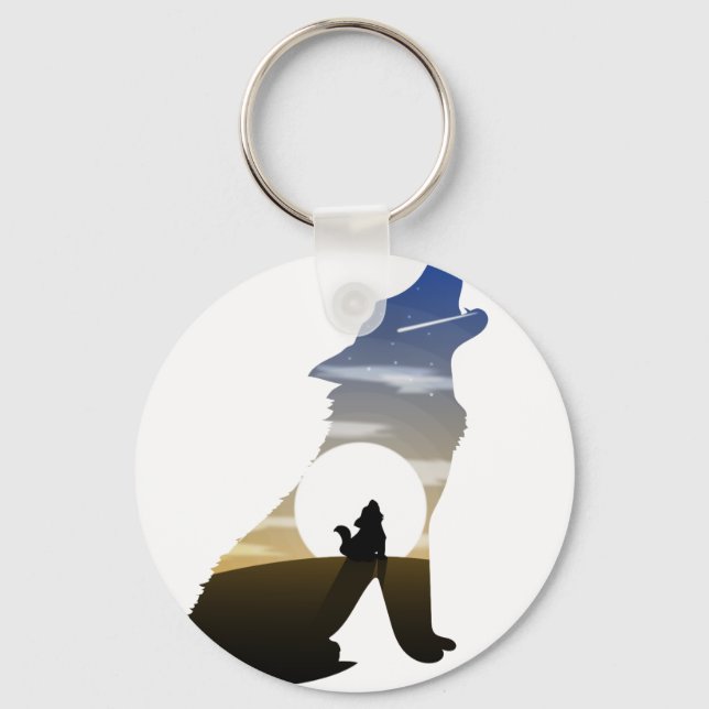 Baby wolf moon keychain (Front)