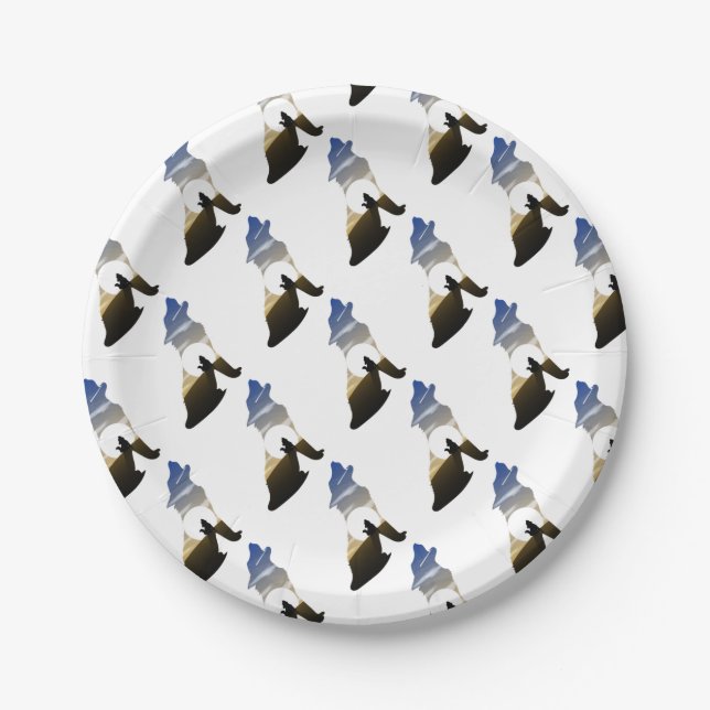 Baby wolf moon paper plates (Front)