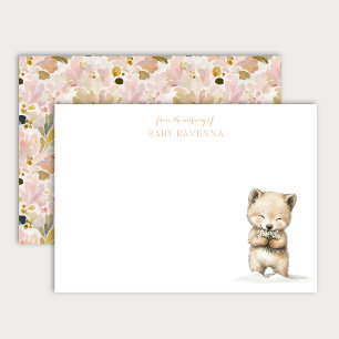 Baby Wolf With Wildflowers Woodland Animal Nursery Note Card