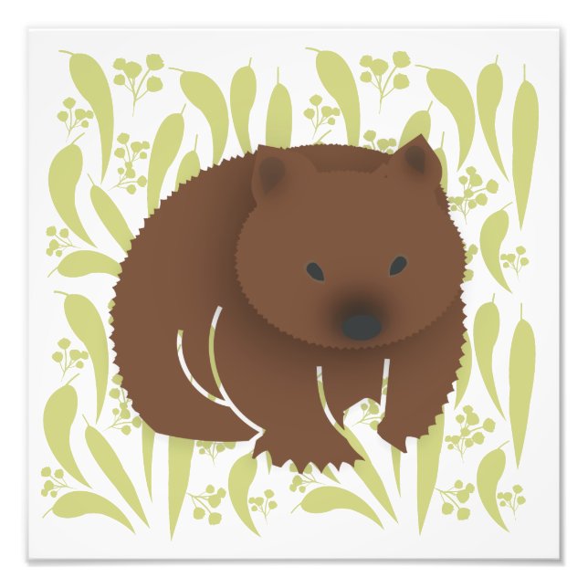 Baby Wombat on Olive Photo Print (Front)