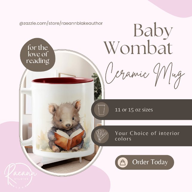 Baby Wombat Reader Ceramic Mug (Creator Uploaded)