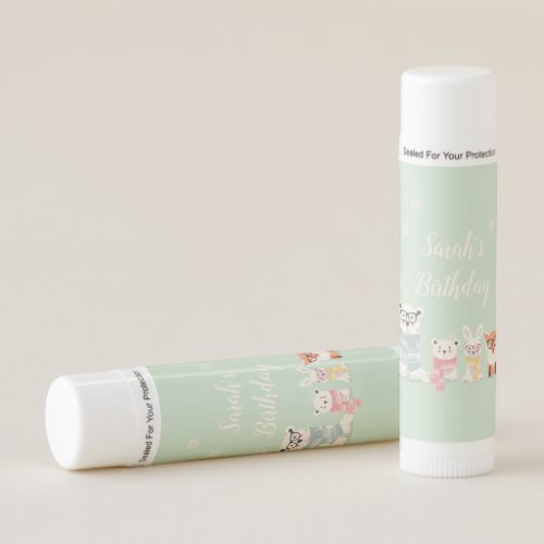 Baby Woodland Animals Birthday Favors Lip Balm