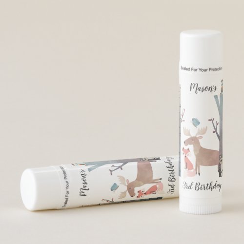 Baby Woodland Animals Birthday Favors Lip Balm