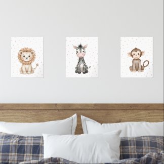 Baby Woodland Animals Nursery Decor Set of 3