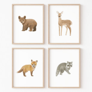 Baby Woodland Animals Nursery Decor Set of 4