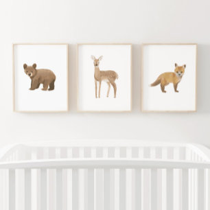 Baby Woodland Animals Nursery Decor Wall Art Sets
