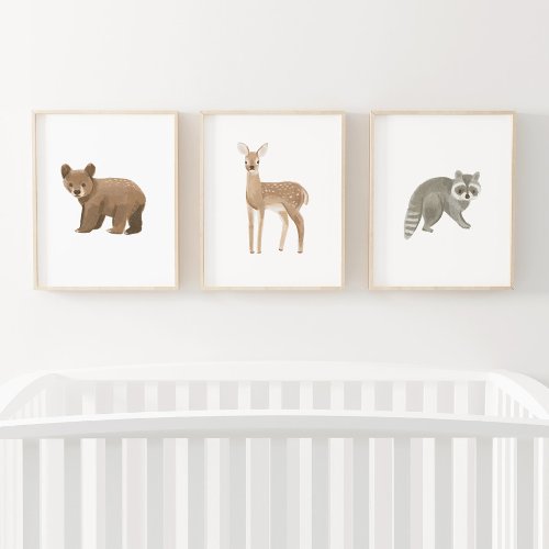 Baby Woodland Animals Nursery Decor Wall Art Sets