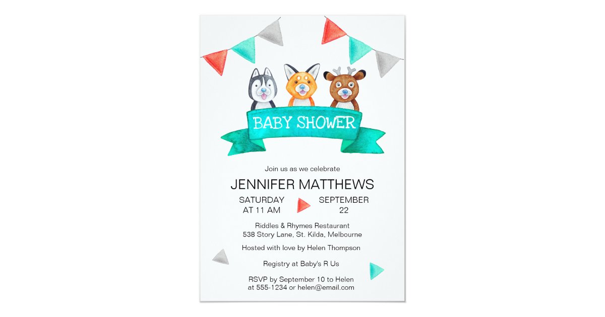 Baby Woodland Animals Watercolor Baby Shower Invitation Zazzle