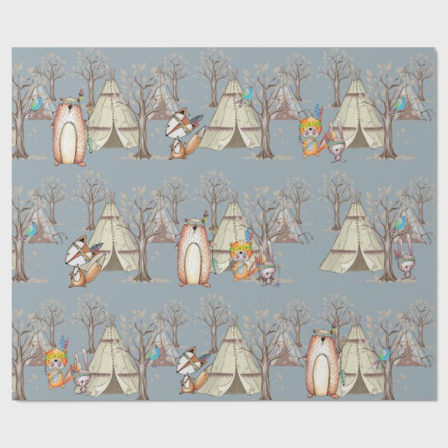 Baby Woodland Forest Animals Gift Wrapping Paper (Flat)