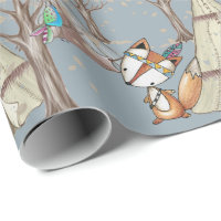 Girly Woodland Forest Animals Baby Shower Birthday Wrapping Paper, Zazzle