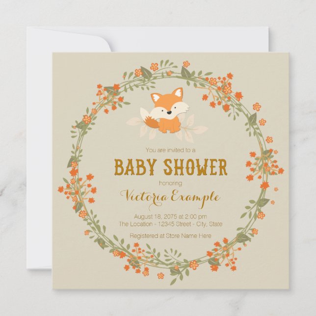 Baby Woodland Fox Baby Shower Invitation (Front)