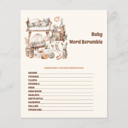 Baby Word Scramble Baby Shower Game