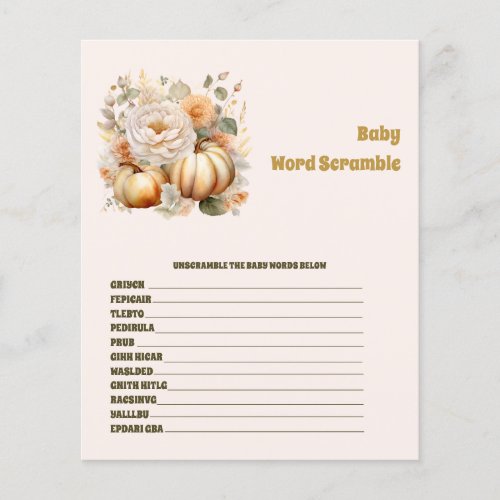 Baby Word Scramble Baby Shower Game