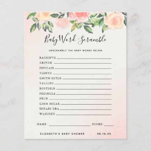 Baby Word Scramble | Baby Shower Game