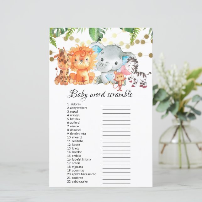 Baby Word Scramble Baby Shower  Games (Standing Front)