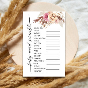 Baby Word Scramble Boho Dusty Rose Floral