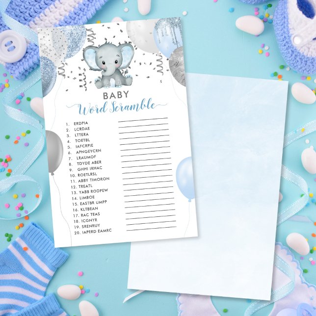 Baby Word Scramble Boy Elephant Shower Game (Baby Word Scramble Boy Elephant Shower Game)