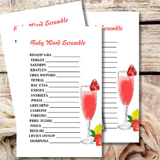 Baby word scramble brunch bubbly baby shower theme