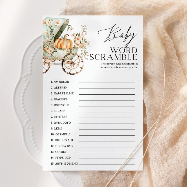 Baby Word Scramble Fall Pumpkin Baby Shower Game (Creator Uploaded)