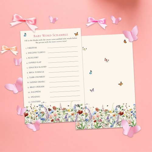 Baby Word Scramble Game  Floral  Butterflies