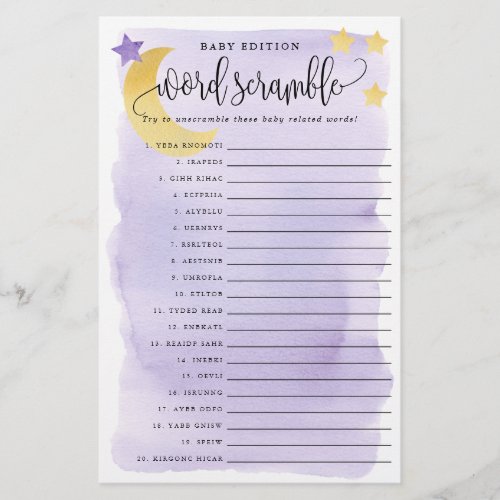 Baby Word Scramble Game Paper Cards_Purple