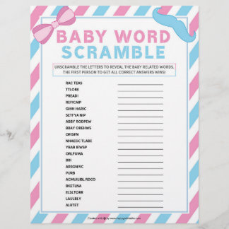 Baby Word Scramble [Gender Surprise] Letterhead