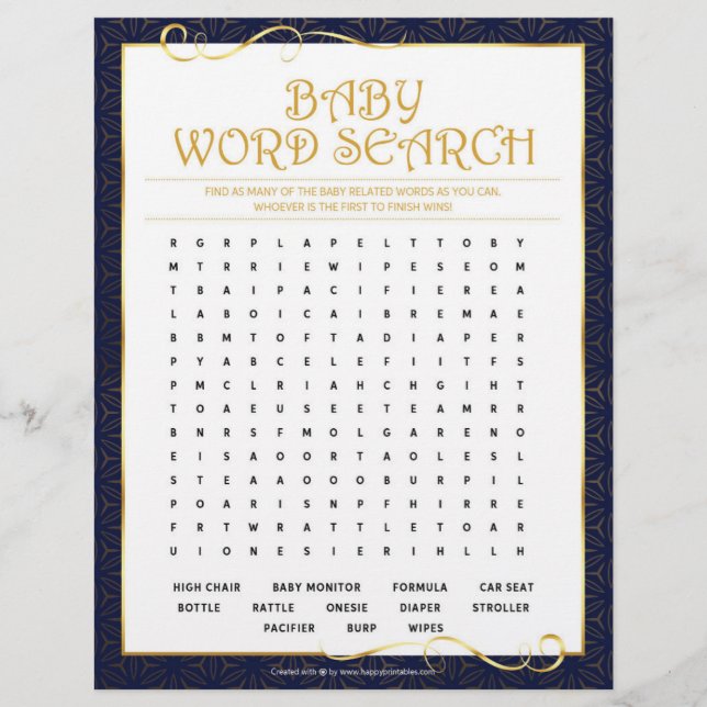 Baby Word Scramble [Golden Blue] Letterhead (Front)