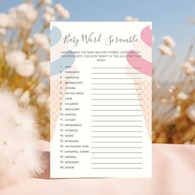 Baby Word Scramble Ice Cream Gender Reveal (Creator Uploaded)