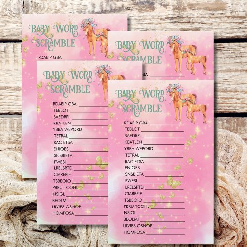 Baby Word Scramble Magical Unicorn And Butterflies