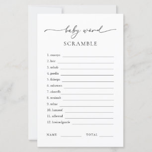 Baby Word Scramble Minimalist Baby Shower Game