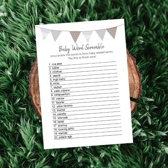 Baby Word Scramble Modern Baby Elephant Card (Creator Uploaded)