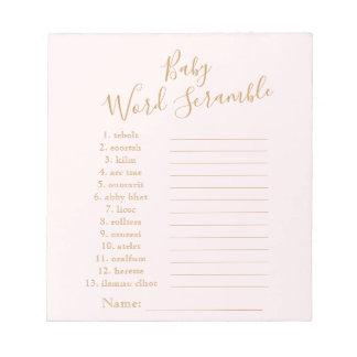 Baby Word Scramble Notepad