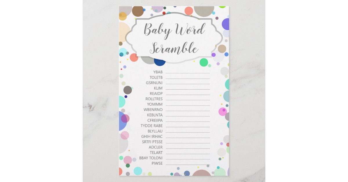 baby word scramble shower game gender reveal zazzlecom
