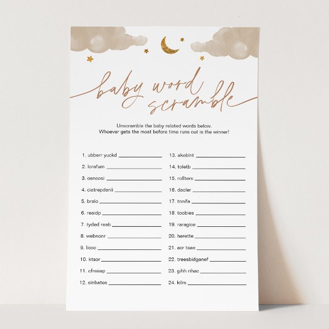 Baby Word Scramble Twinkle Star Baby Shower Game  (Creator Uploaded)