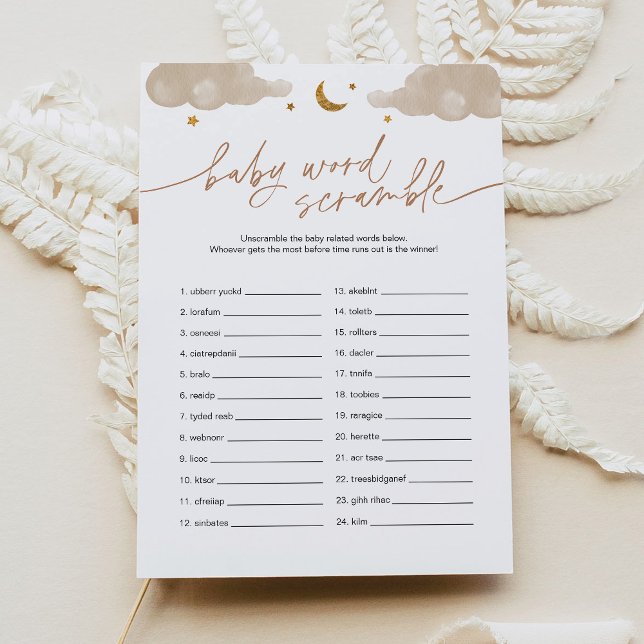 Baby Word Scramble Twinkle Star Baby Shower Game  Invitation (Creator Uploaded)