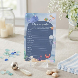 Baby word Scramble Under the Sea Whale Baby shower